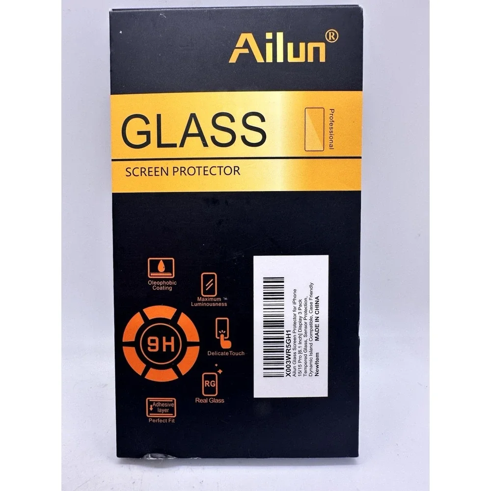 Ailun Glass Screen Protector iPhone 15 15 Pro 6.1 3 Pack Tempered